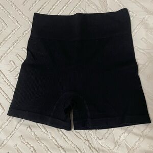 Black Ribbed Athletic Shorts